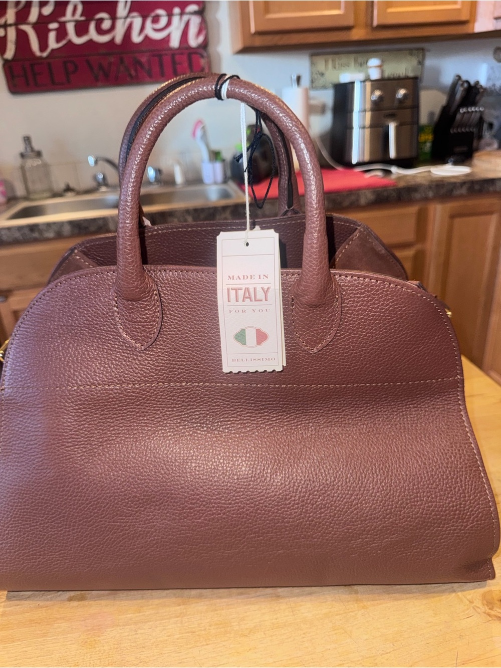 Anna Paola Made in Italy Brown Leather Satchel Bag NWT